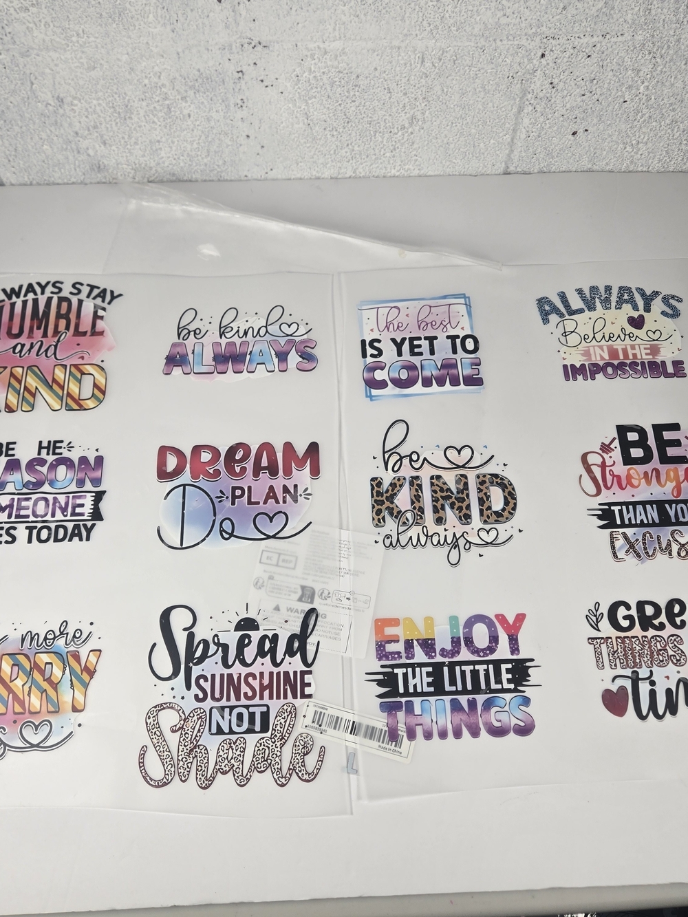 12 Inspirational Heat Transfer Stickers Iron-On Decals DIY Craft T-Shirt